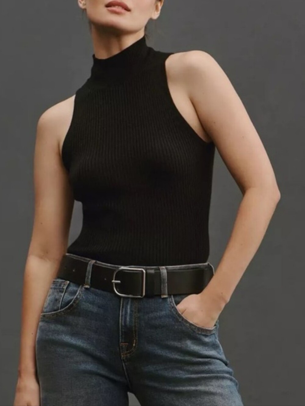Reformation 100% Cashmere Mockneck Sleeveless Sweater Sz S EUC